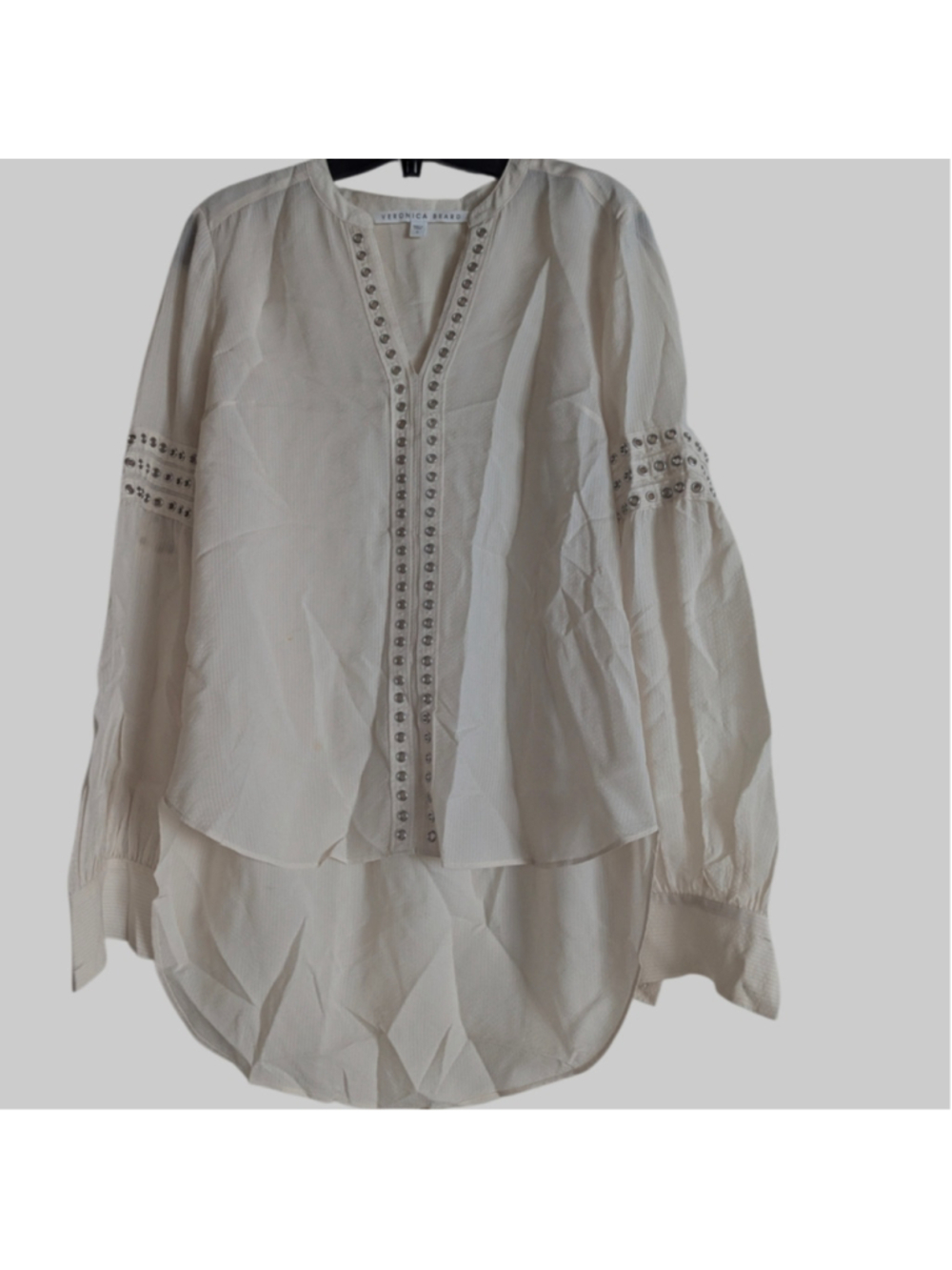 Veronica Beard Cream Top with Grommet Detailing - Picture 7 of 11